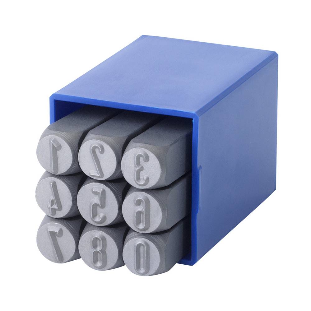 Dönges Handschlagstempelsatz rund, 9-teilig, Zahlen 0-9, Schrifthöhe 8 mm