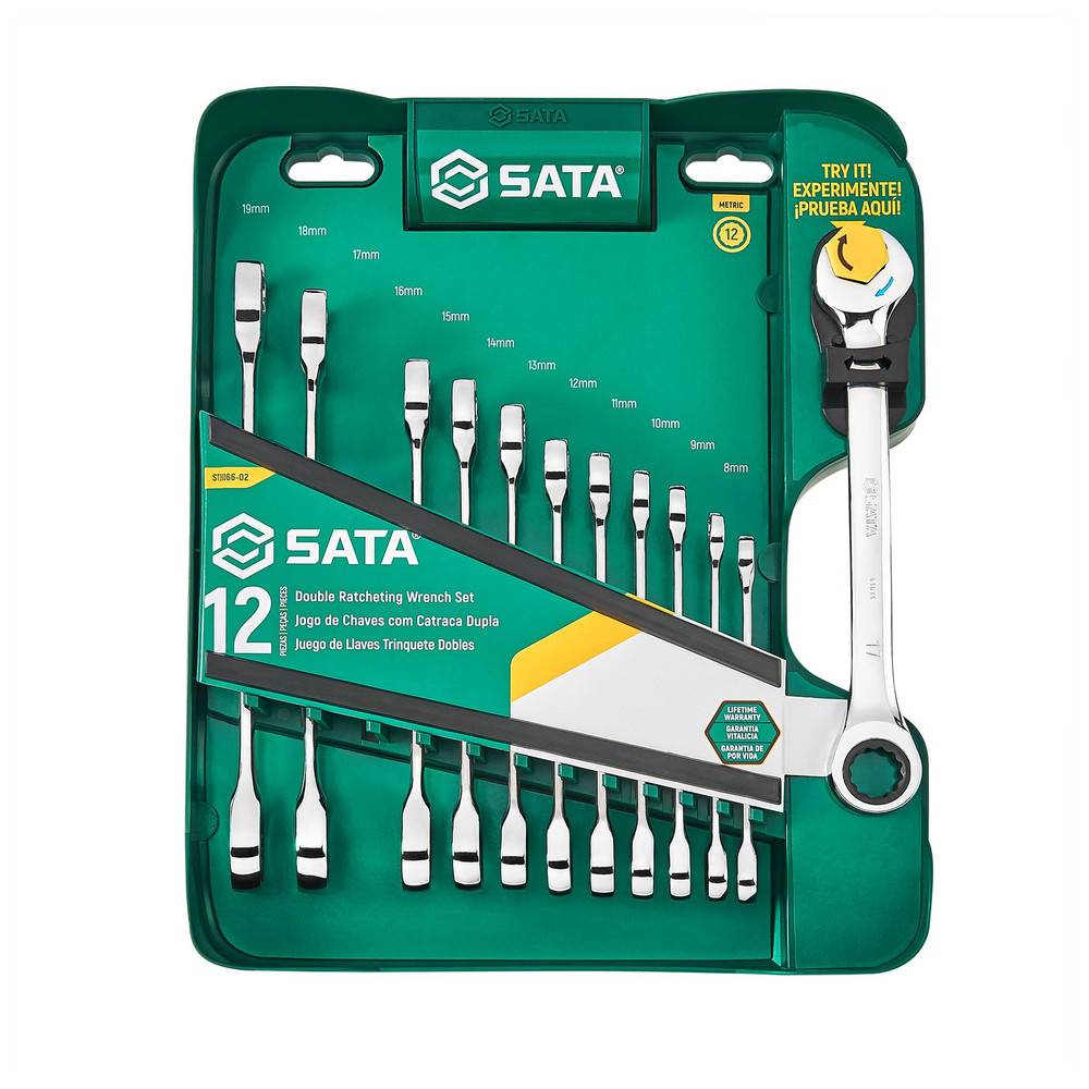 SATA Doppelratschen-Ringmaulschlüssel-Satz, 12-teilig