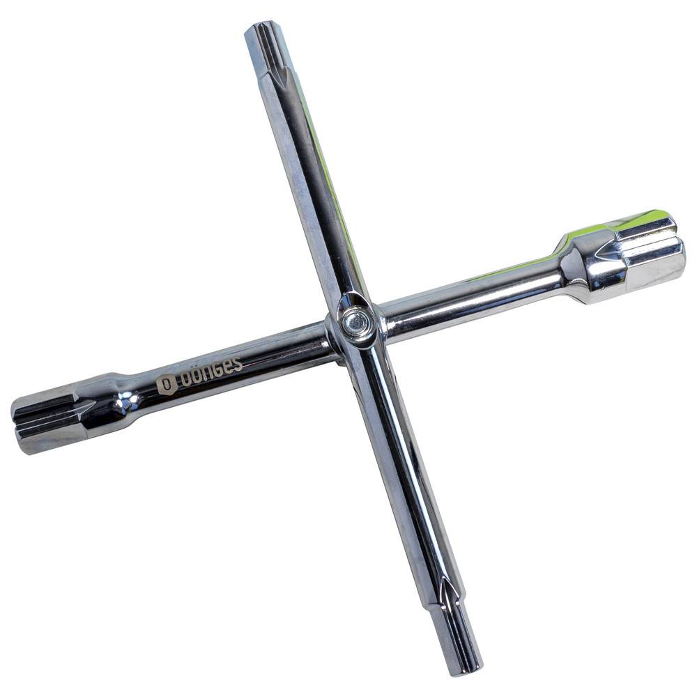 Dönges Sanitär-Kombi-Kreuzschlüssel mit 14 Funktionen, verchromt