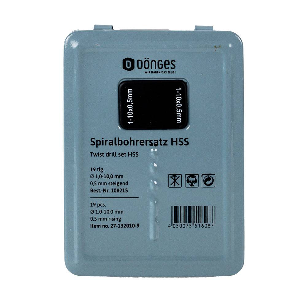 Dönges Spiralbohrer in Metallkassette, DIN338N, HSS, rollgewalzt, 1 - 13 mm, 25 tlg.