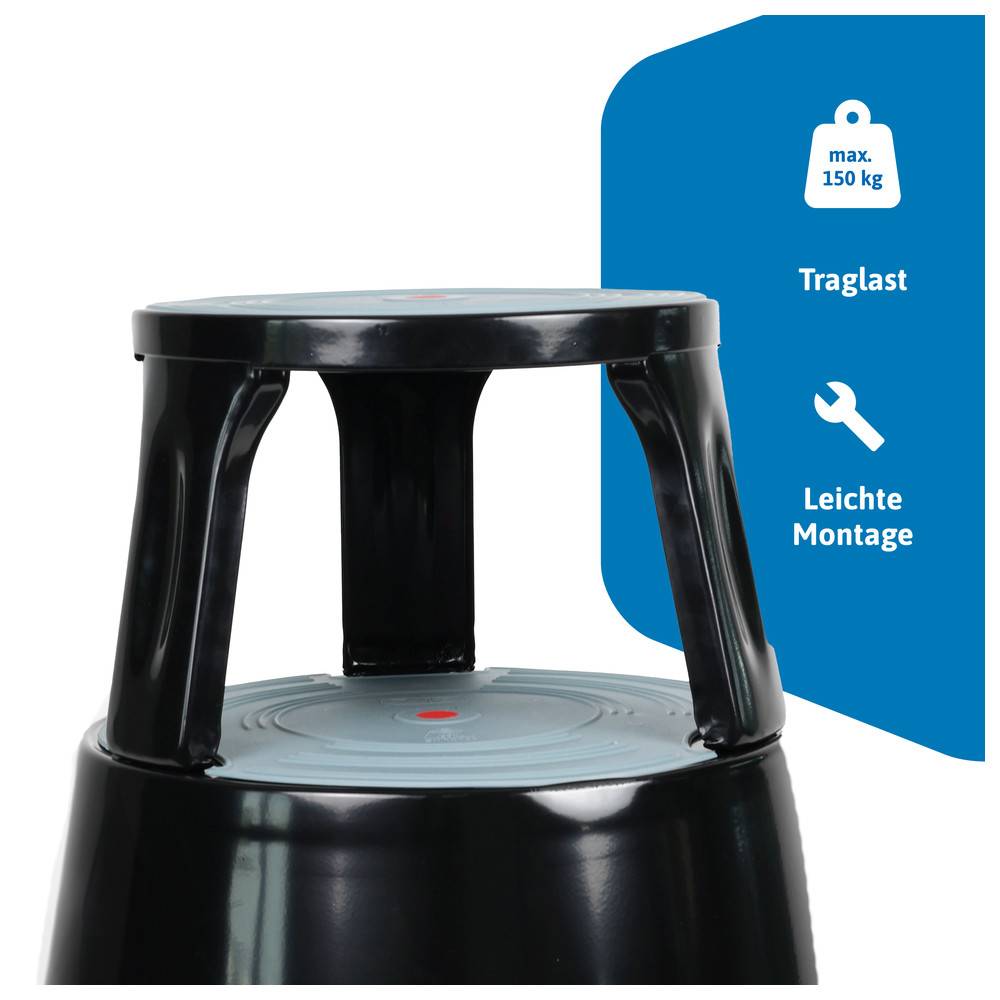 Dönges Rollhocker, Metall, Grau