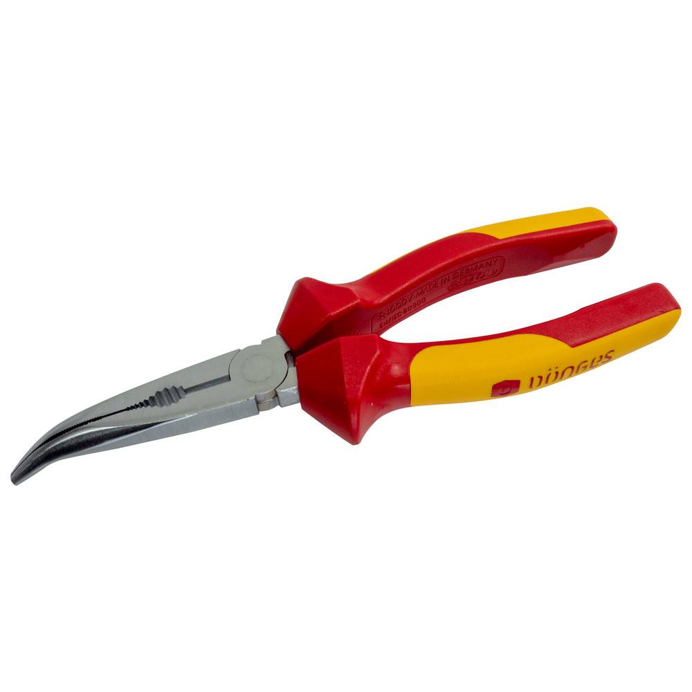 Dönges Flachrundzange, DIN ISO 5745, VDE-isoliert, gebogen, 200 mm