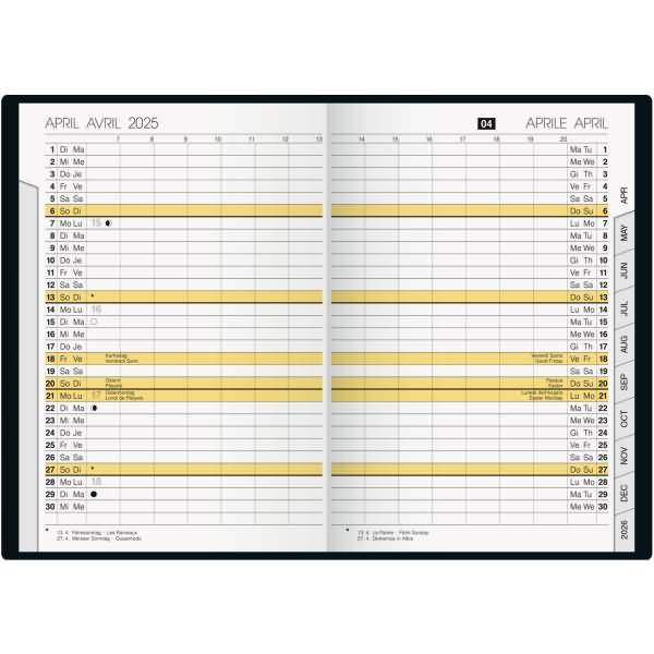 Taschenkalender uni-planer 10,4x15,3cm 1 Monat/2 Seiten Kunststoff bordeaux 2025
