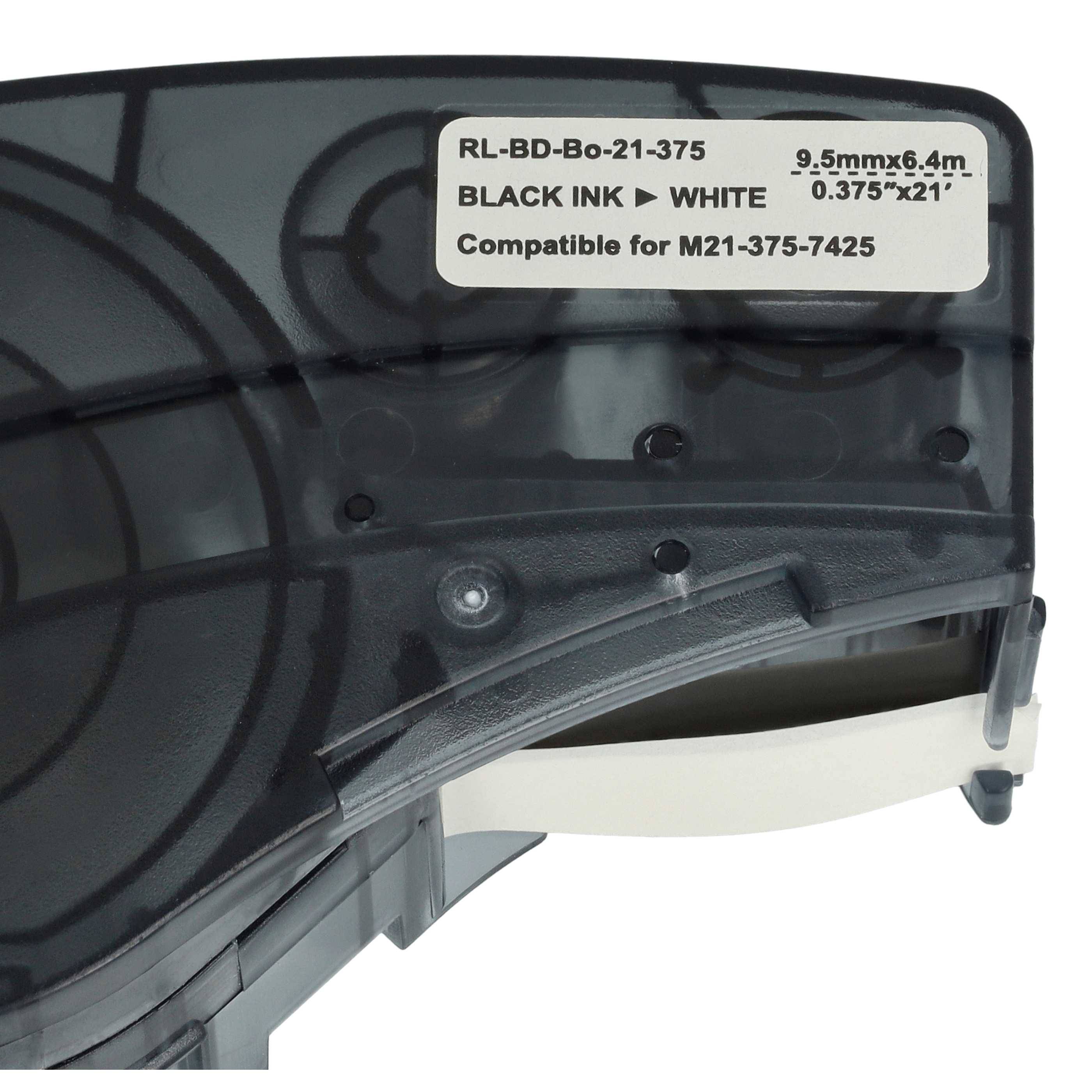 vhbw 5x Schriftband-Kassette Ersatz für Brady M21-375-7425 für Etiketten-Drucker 9,5mm Schwarz auf Weiß, Polypropylen