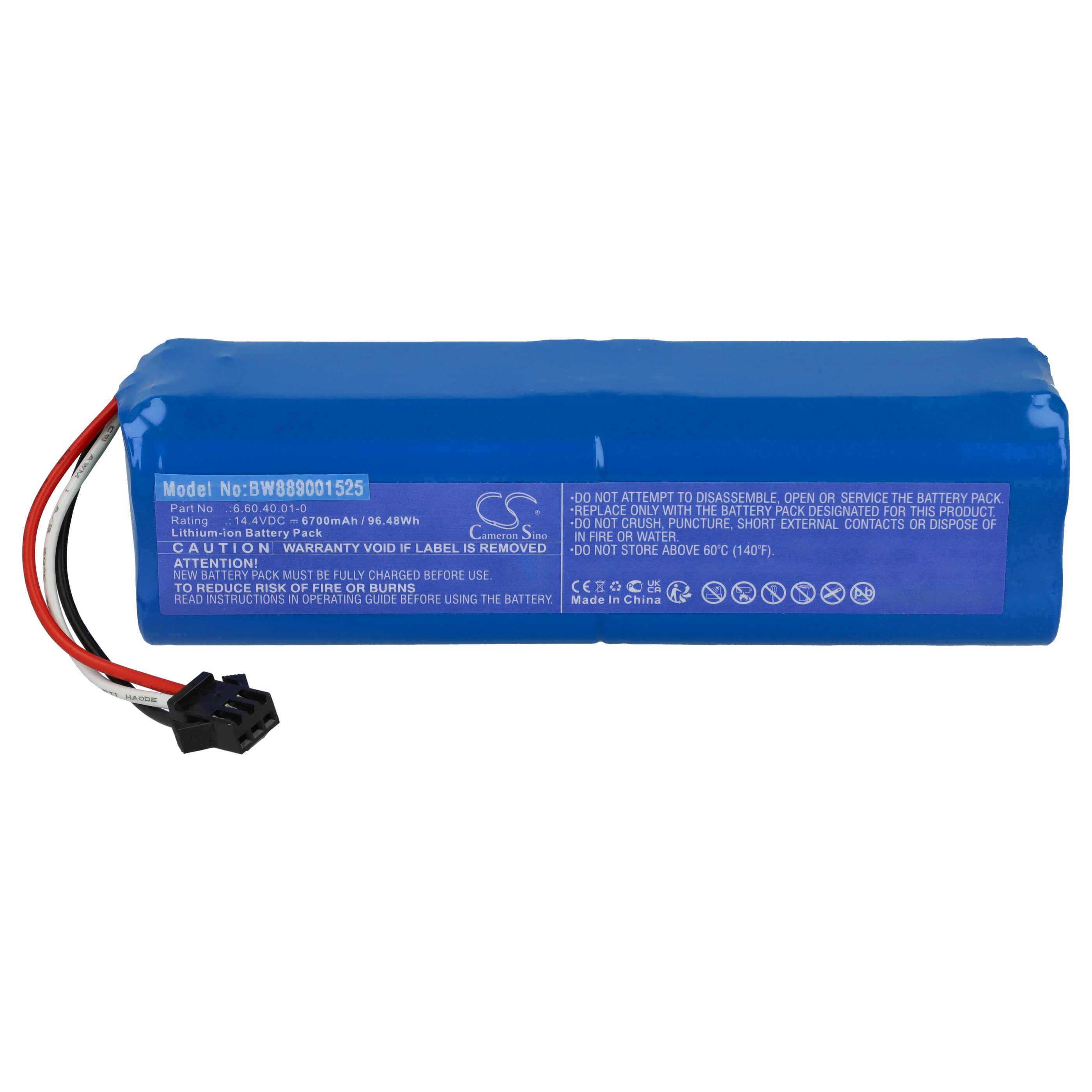 vhbw 1x Akku kompatibel mit Lydsto S1, S1 Pro, R1 Pro, G2, R1 Saugroboter (6700 mAh, 14,4 V, Li-Ion)