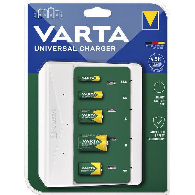 Varta 57658101401 Universal Charger Ladegerät 2 od.4 AA,AAA,C,D,1x9V NiMH