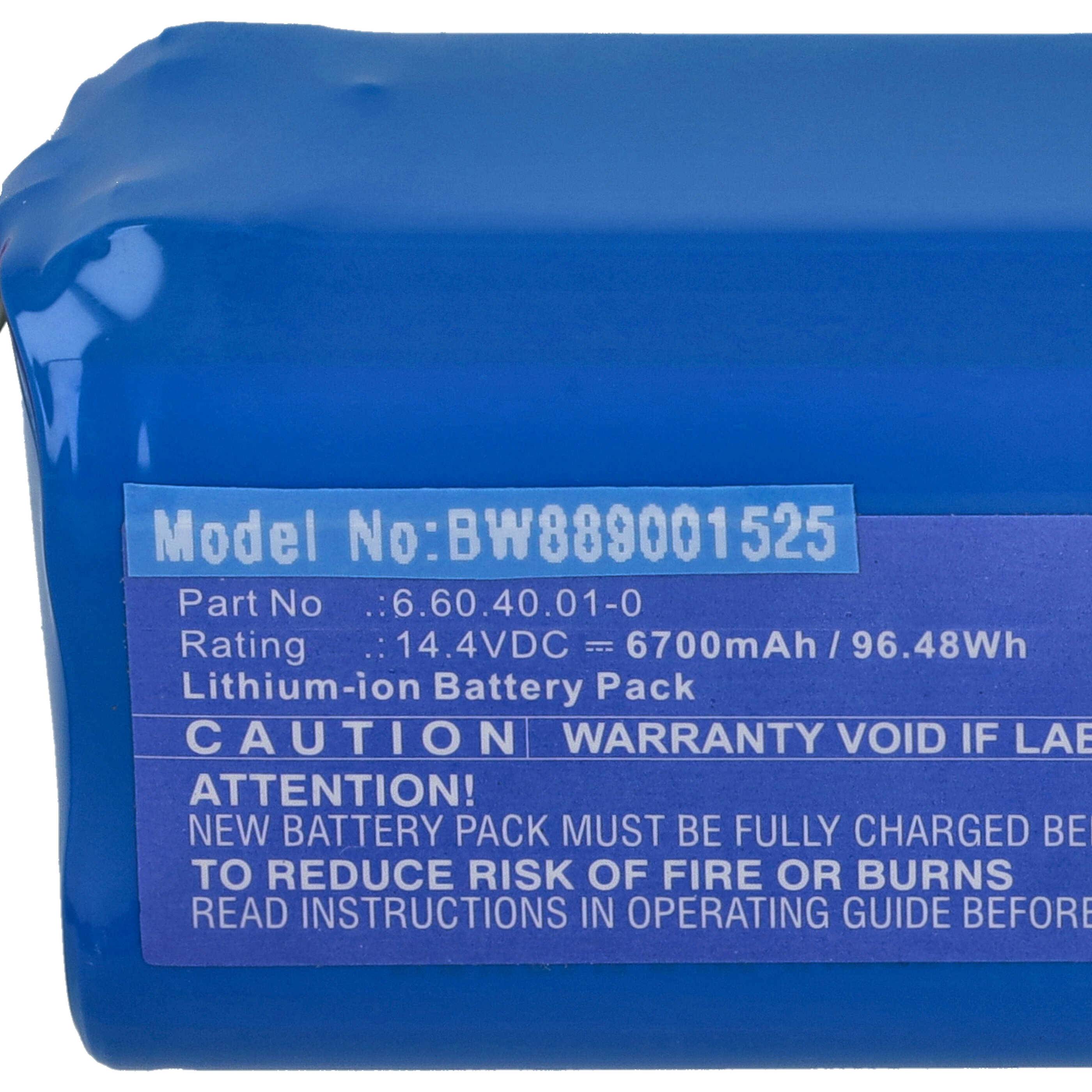 vhbw Akku kompatibel mit Roidmi Eve Plus, Eve Plus SDJ01RM Saugroboter (6700 mAh, 14,4 V, Li-Ion)