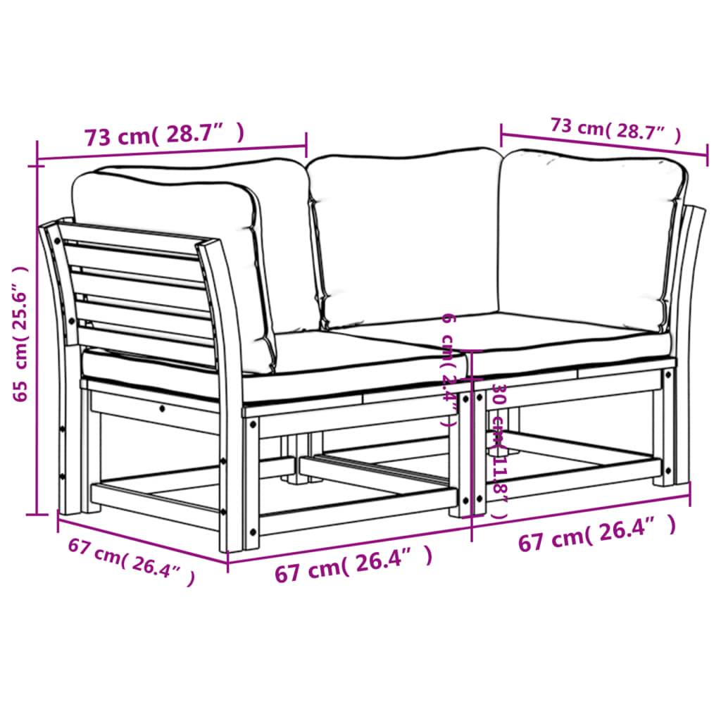 vidaXL Gartensofa mit Kissen 2-Sitzer Massivholz Akazie