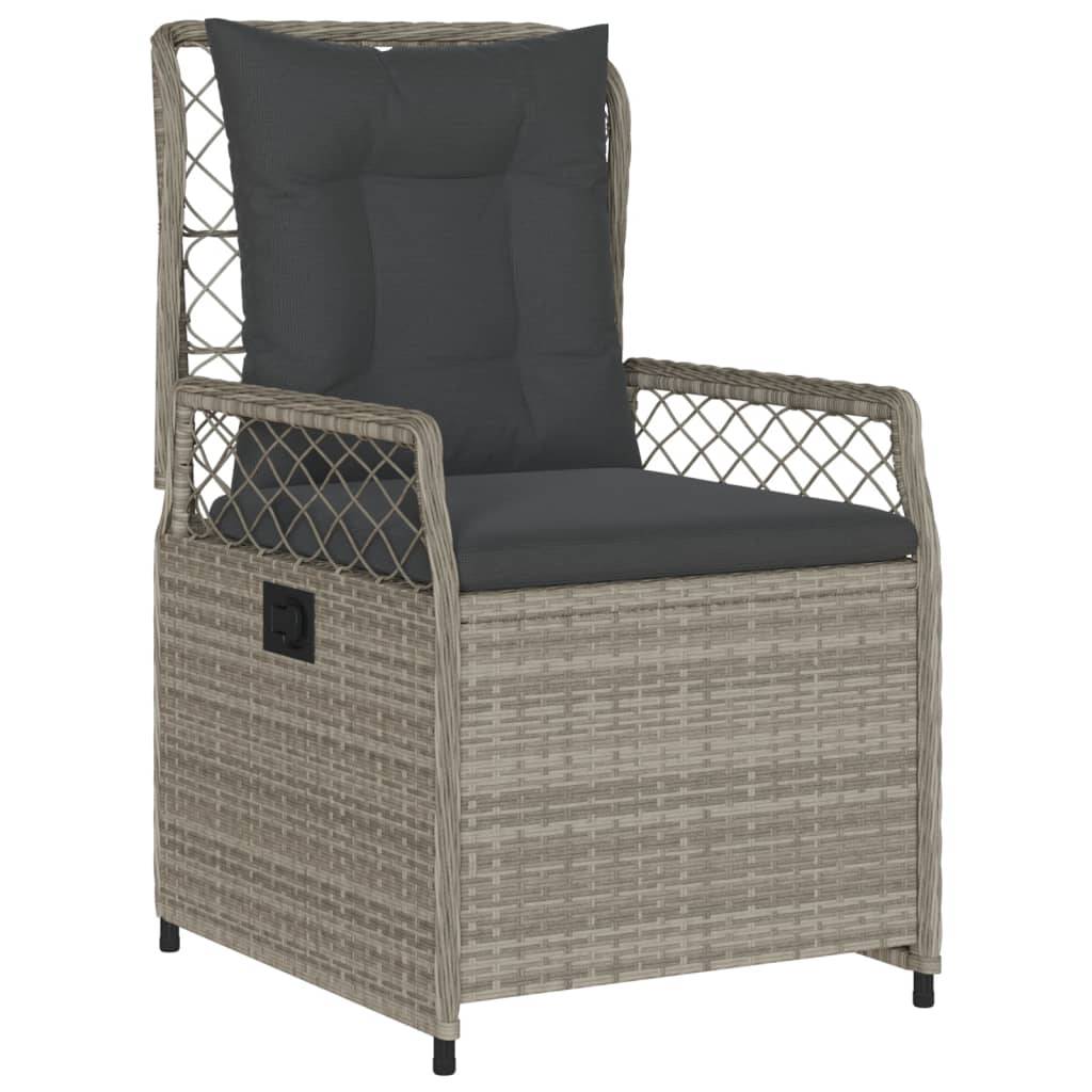 vidaXL Gartensessel 2 Stk. Verstellbar Hellgrau Poly Rattan