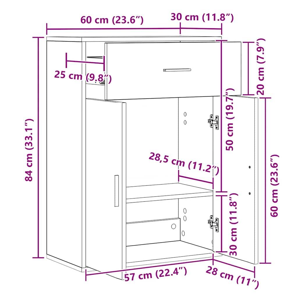 vidaXL Sideboard Räuchereiche 60x30x84 cm Holzwerkstoff