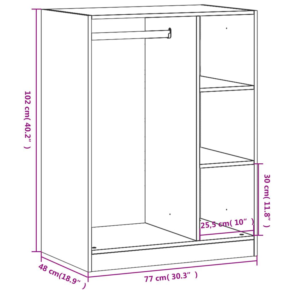 vidaXL Kleiderschrank Grau Sonoma 77x48x102 cm Holzwerkstoff