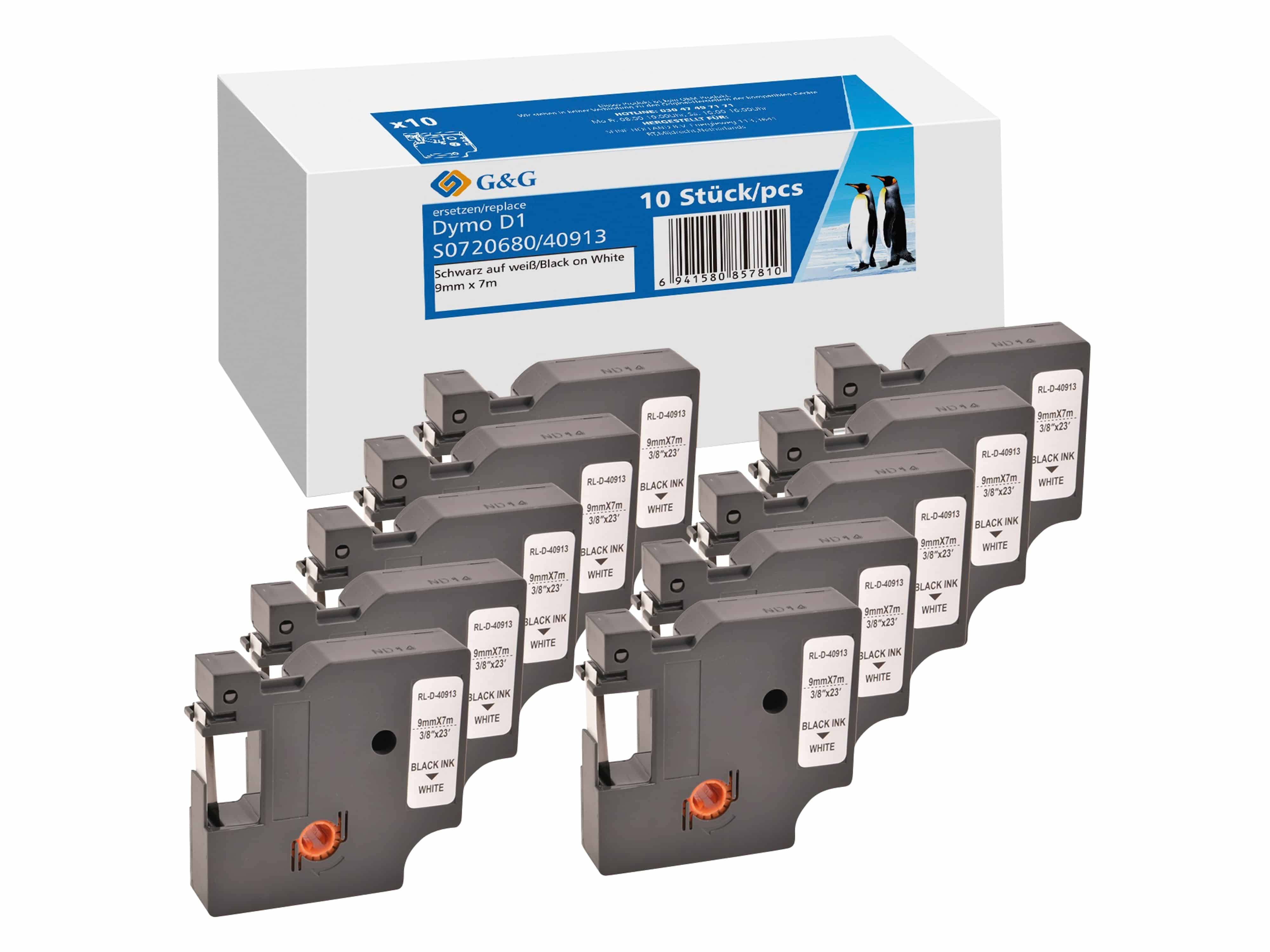 G&G | Ninestar Schriftband 10ner Set für Dymo D1/S0720680/40913