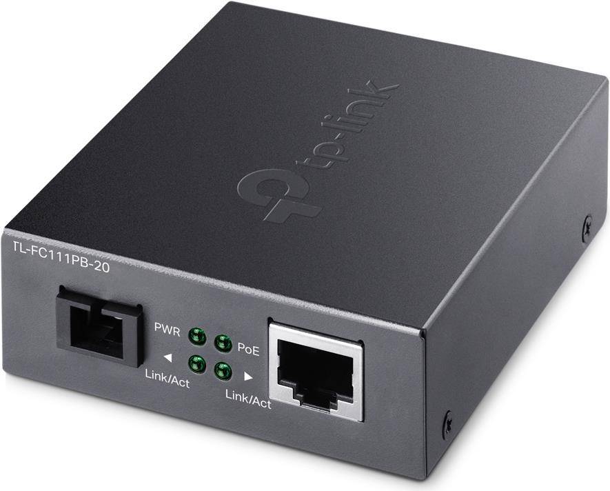TP-Link TL-FC111PB-20 V2 - Medienkonverter - 100Mb LAN - 10Base-T, 100Base-TX, WDM - SC Single-Modus / RJ-45 - bis zu 20