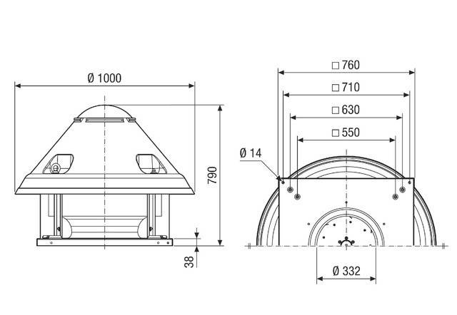 Radial-Dachventilator DRD H 50/4 10008 m3/h, horizontal ausblasend von Maico - 0073.0056