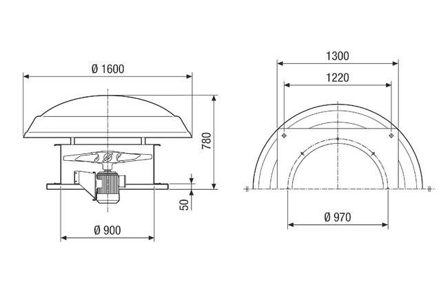 Axial-Dachventilator DAD 90/6 28729 m3/h, Nennweite 900 von Maico - 0073.0083