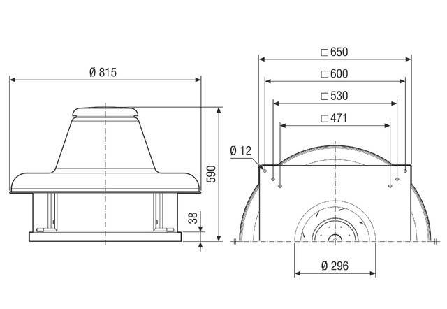 Radial-Dachventilator DRD HT 45/4 Fördervolumen 4981 m3/h, 4-Polig von Maico - 0073.0014
