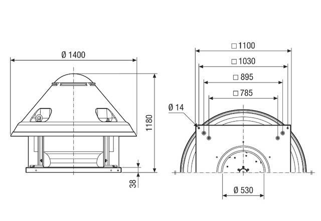 Radial-Dachventilator DRD H 90/6 29986 m3/h, horizontal ausblasend von Maico - 0073.0061