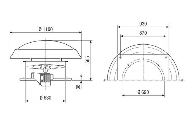 Axial-Dachventilator DAD 63/6 7445 m3/h, Nennweite 630 von Maico - 0073.0080