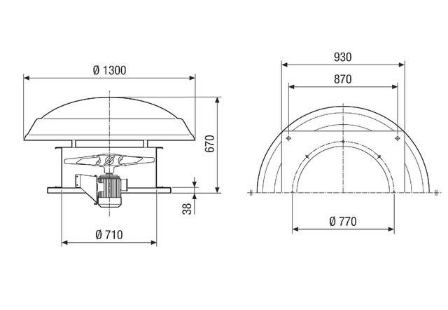 Axial-Dachventilator DAD 71/4 18237 m3/h, Nennweite 710 von Maico - 0073.0075