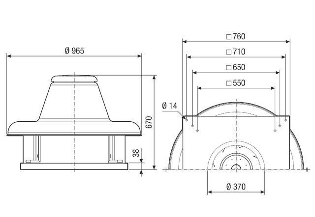 Radial-Dachventilator DRD HT 56/8 2V Fördervolumen 4689/6252 m3/h, 8-Polig von Maico - 0073.0024