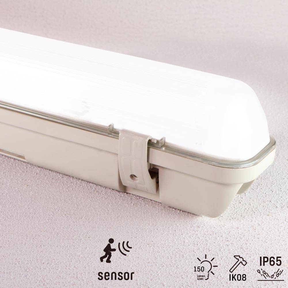 LED's light Feuchtraumleuchte mit HF-Bewegungsmelder und LED-Röhre 150 cm 20W neutralweiß IP65