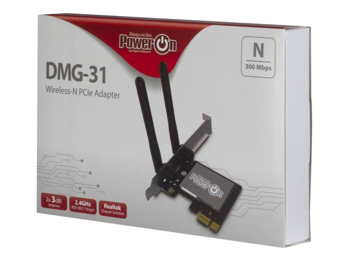 Inter-Tech Wi-Fi 4 PCIe Adapter DMG-31 2T2R Antenne 300Mbps retail Wireless