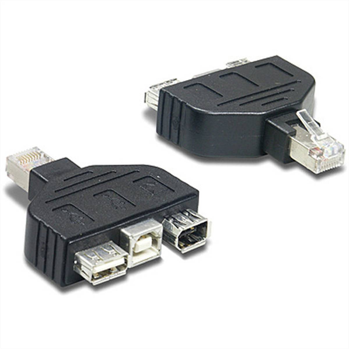 TrendNet USB 2.0 Adapter [1x RJ45-Stecker - 1x USB 2.0 Buchse A, USB 2.0 Buchse B, Firewire (400) Buchse 4pol.] TC-NTUF