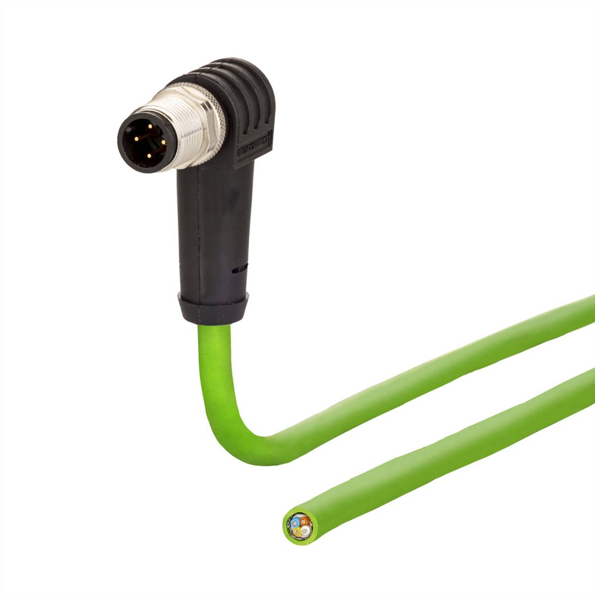 Metz Connect 142M1D90050 M12 Netzwerkkabel, Patchkabel CAT 5e SF/FTP 5.00 m Grün PUR-Mantel, Säurebeständig, Ozonbeständig, UV-Beständig, Schlepp