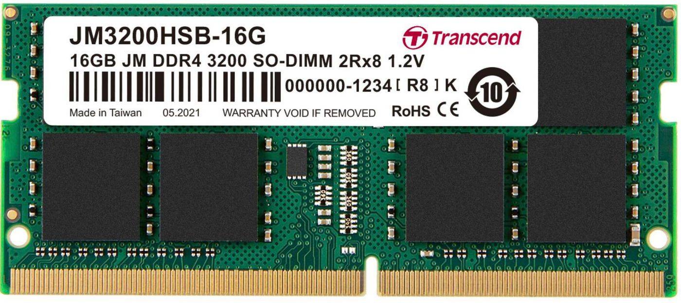 Transcend JetRAM Laptop-Arbeitsspeicher Modul DDR4 16 GB 1 x 16 GB 3200 MHz 260pin SO-DIMM CL22 JM3200HSB-16G