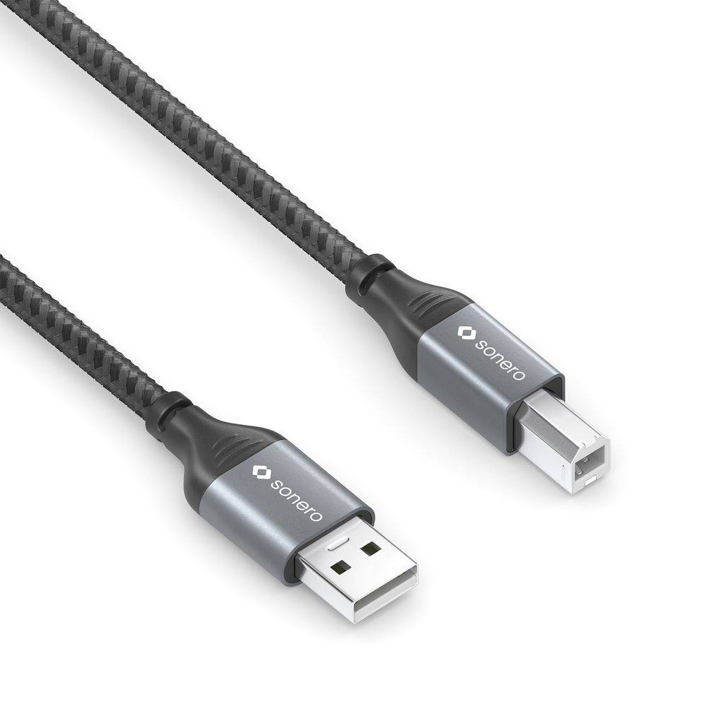 sonero USB 2.0 Kabel - A/B - Aluminium - space grey/schwarz - 3,00m