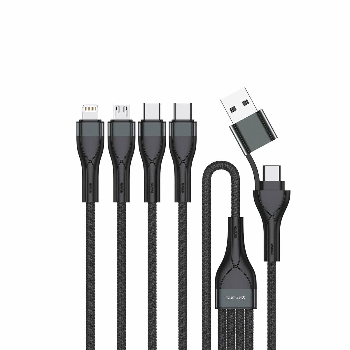 4Smarts 4smarts USB-C/A Multi-Ladekabel 4in2 1.2m. schwarz
