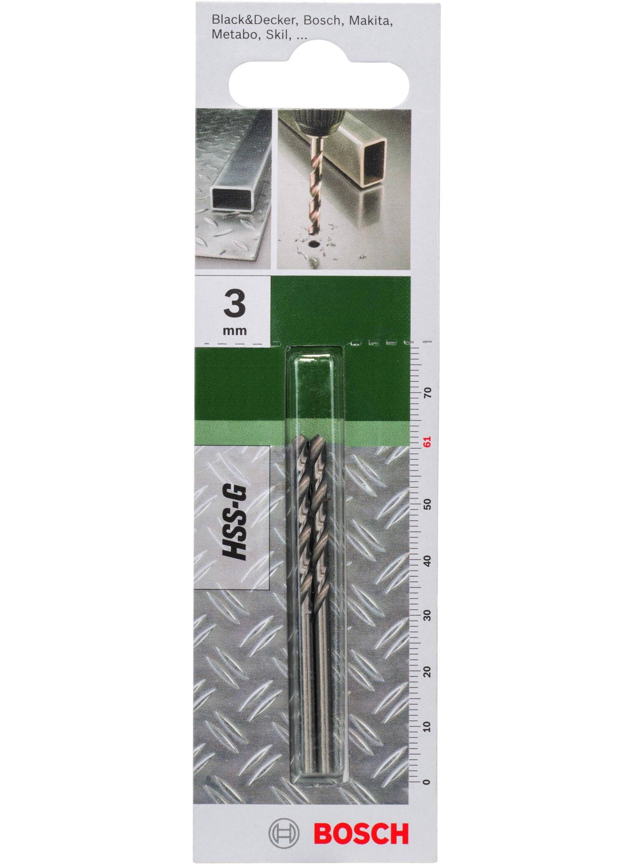 2609255038, Bohrer, 3 mm, 61 mm, Eisenguss, Metall, Kunststoff, Edelstahl, 3 mm,