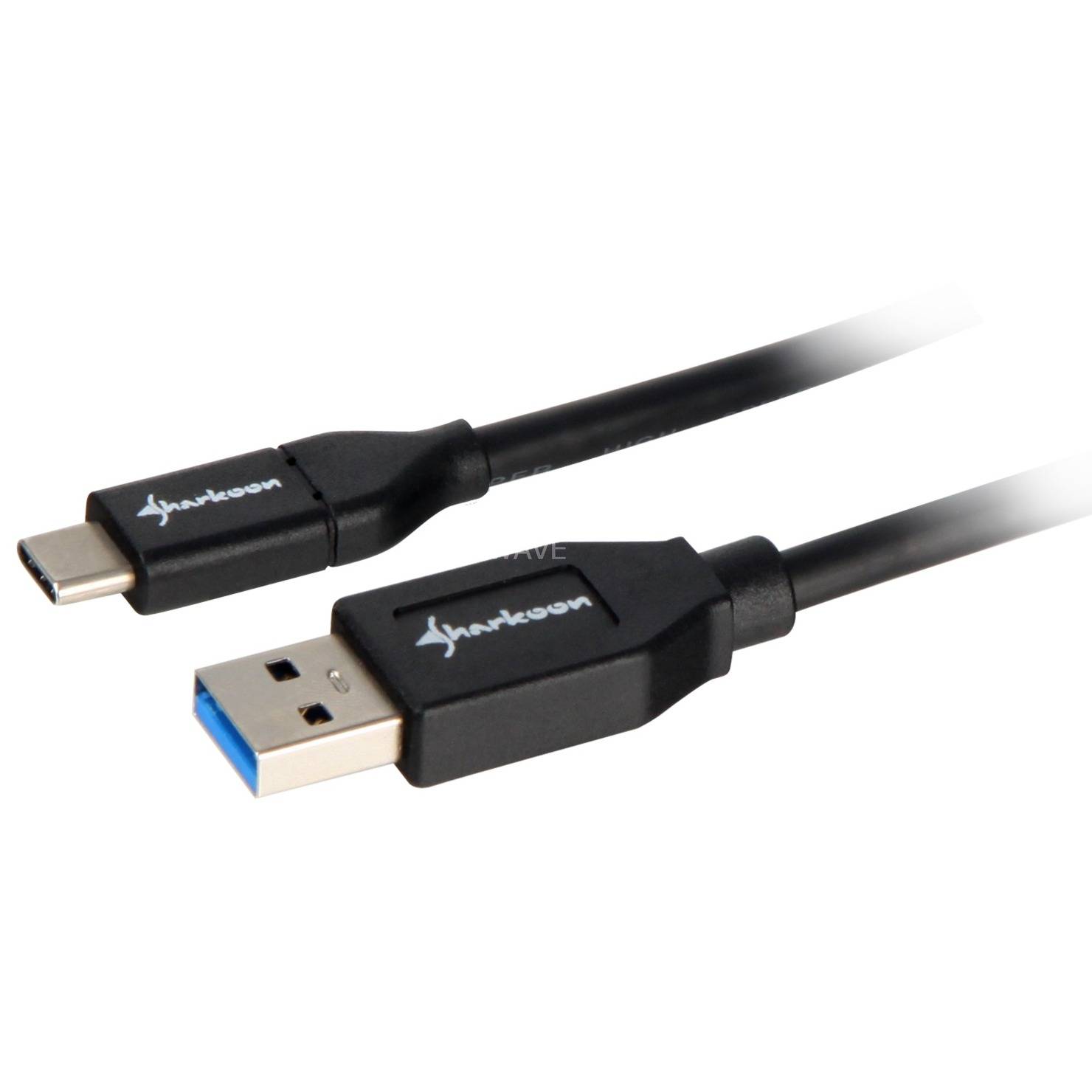Sharkoon USB 3.2 Gen 2 Kabel USB-A Stecker> USB-C schwarz 1 Meter - Kabel - Digital/Daten