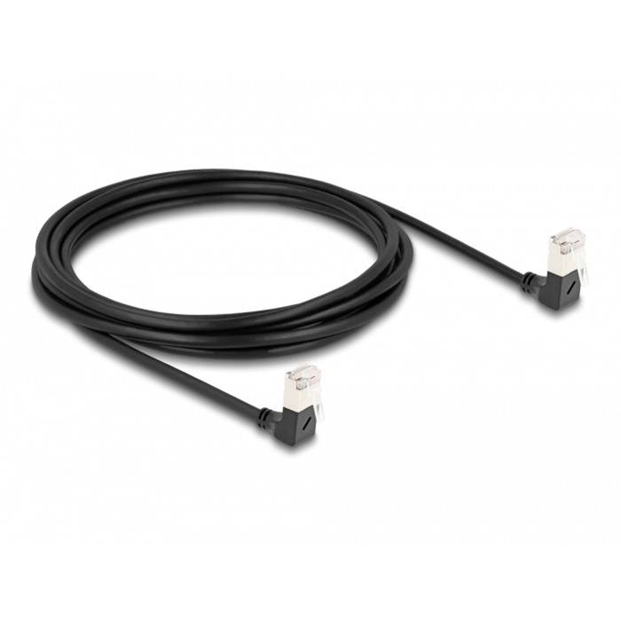 Delock 3 m Cat6a S/FTP S-STP RJ-45 Network Cable Cat.6A Slim 90° downwards / angled 3 m black