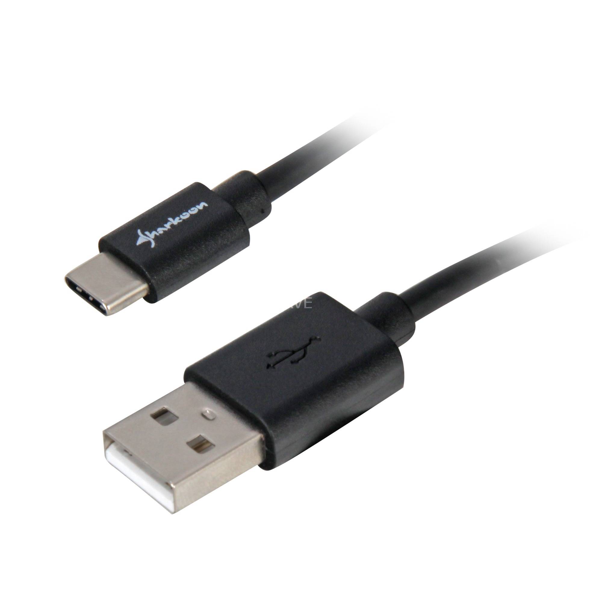 Sharkoon USB 2.0 Kabel USB-A Stecker> USB-C schwarz - Kabel - Digital/Daten