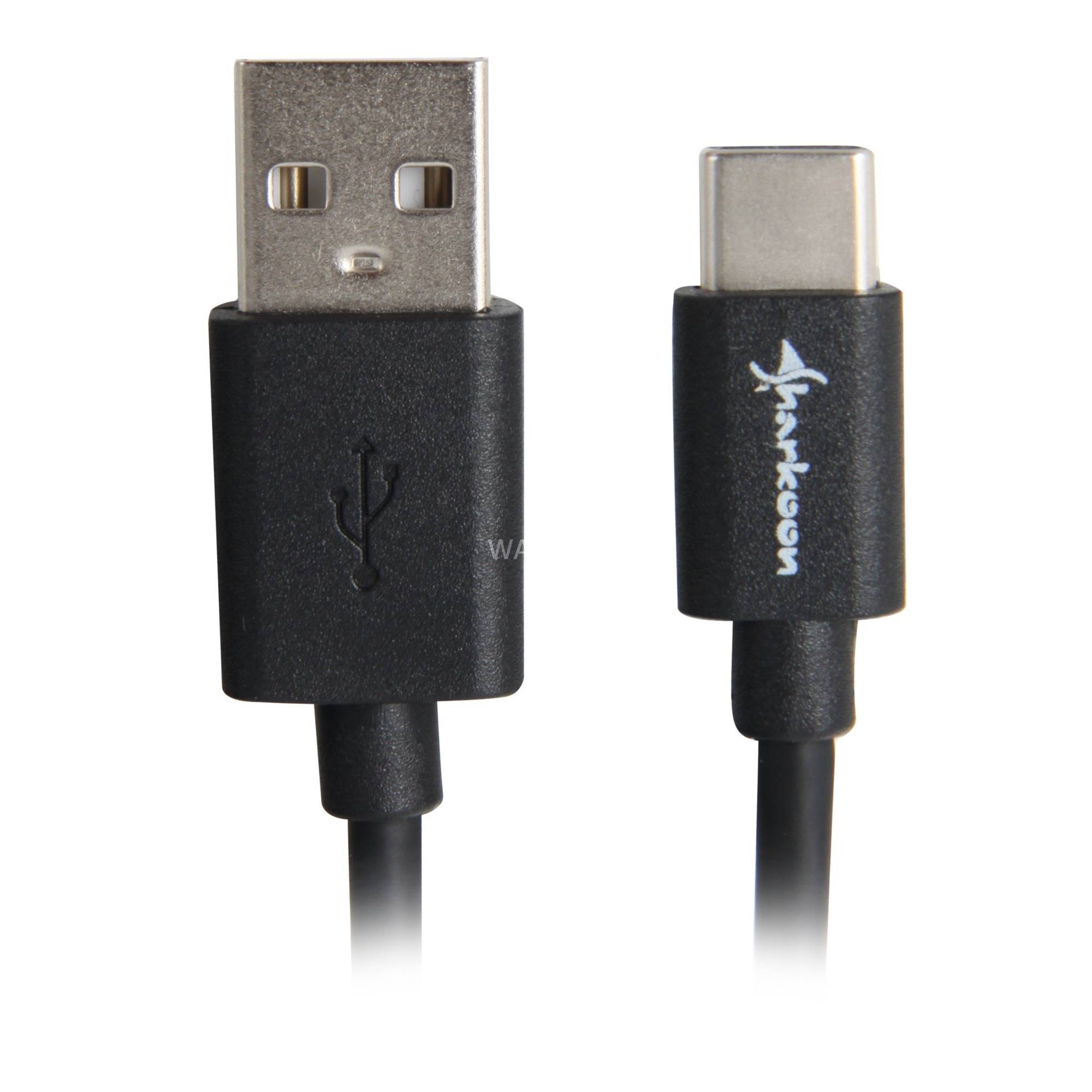 Sharkoon USB 2.0 Kabel USB-A Stecker> USB-C schwarz - Kabel - Digital/Daten