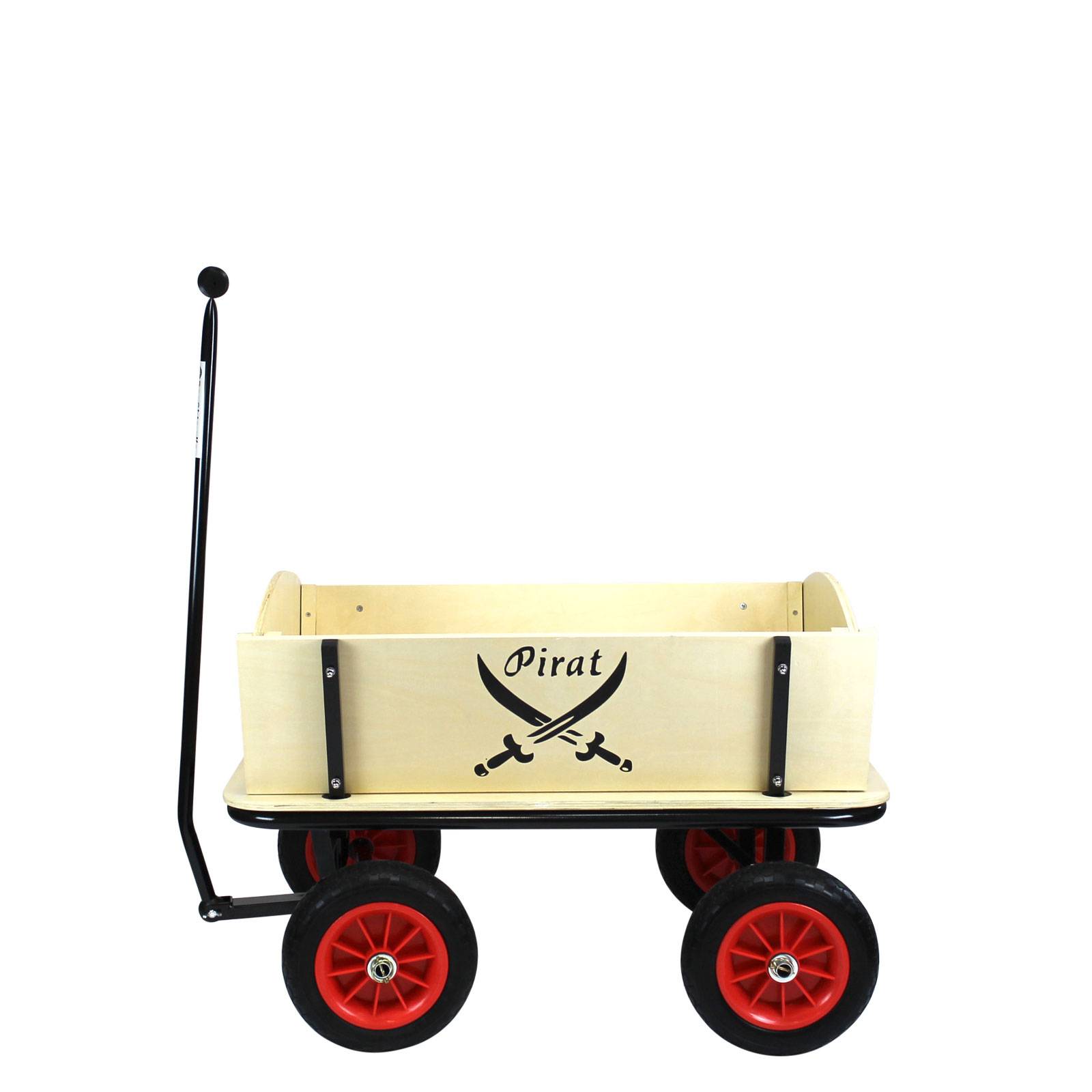 Beachtrekker Style Holz Bollerwagen Handwagen Pirat mit Sonnenverdeck