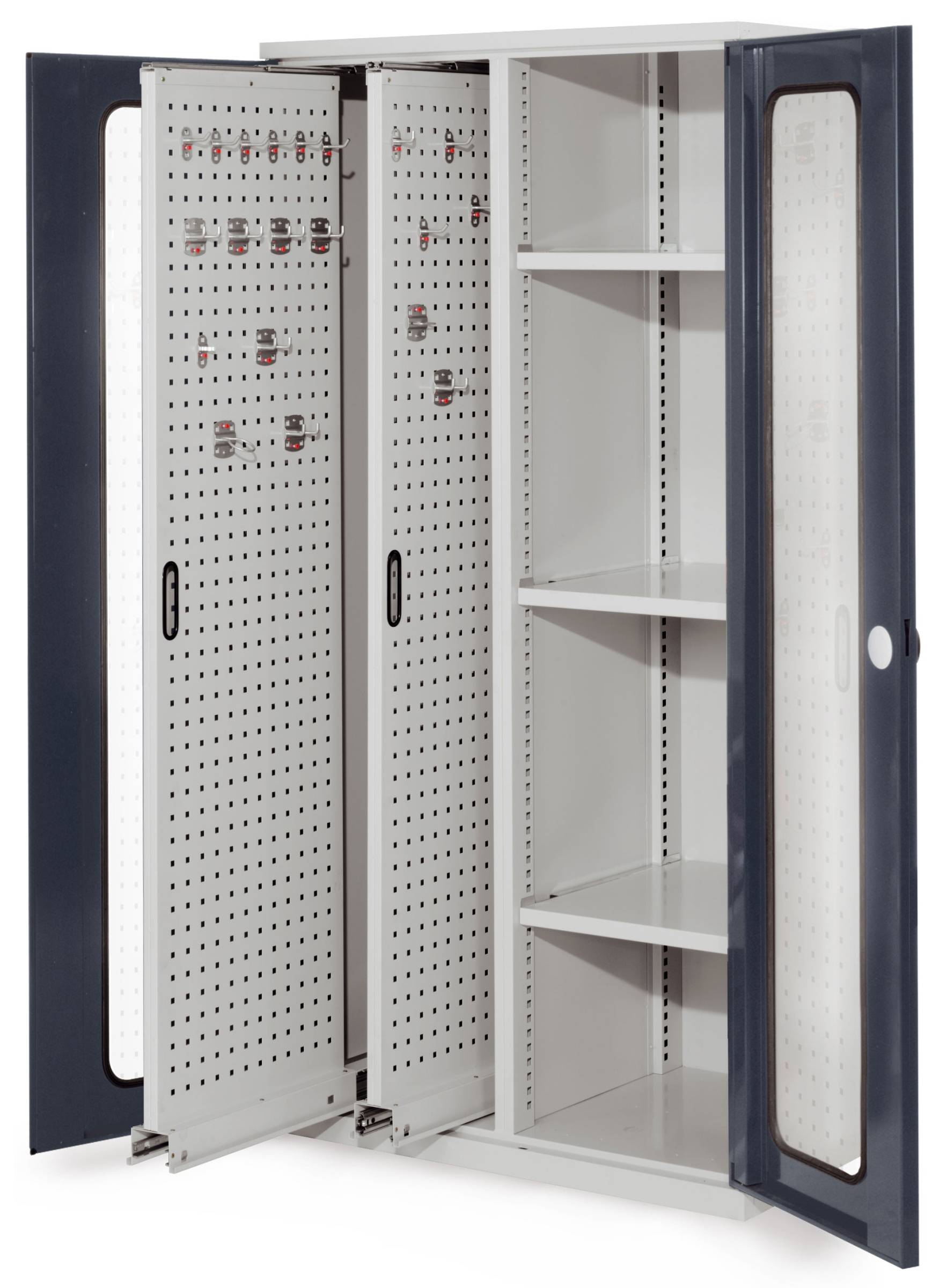 ®RasterPlan Vertikalschrank Modell 80 1950 x 1000 x 600 mm RAL 7035/7016. Sicht