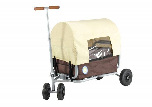 Beachtrekker faltbarer Bollerwagen Life mit integrierter Feststellbremse und Sonnenverdeck Braun und