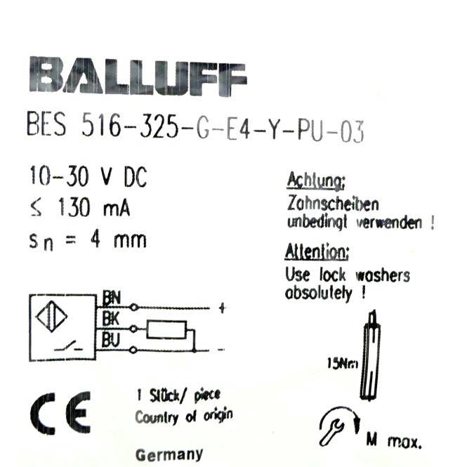 BALLUFF Näherungsschalter BES 516-325-G-E4-Y-PU-03 (BES 516-325-G-E4-Y-PU-03)