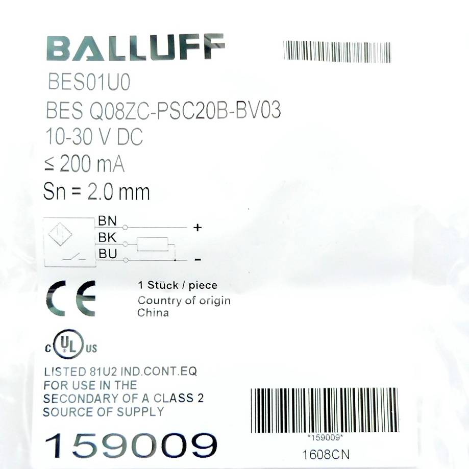 BALLUFF Induktiver Sensor BES01U0 (BES Q08ZC-PSC20B-BV03)