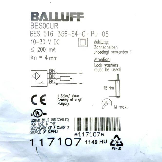 Balluff induktiver Näherungsschalter BES 516-356-E4-C-PU-05 OVP