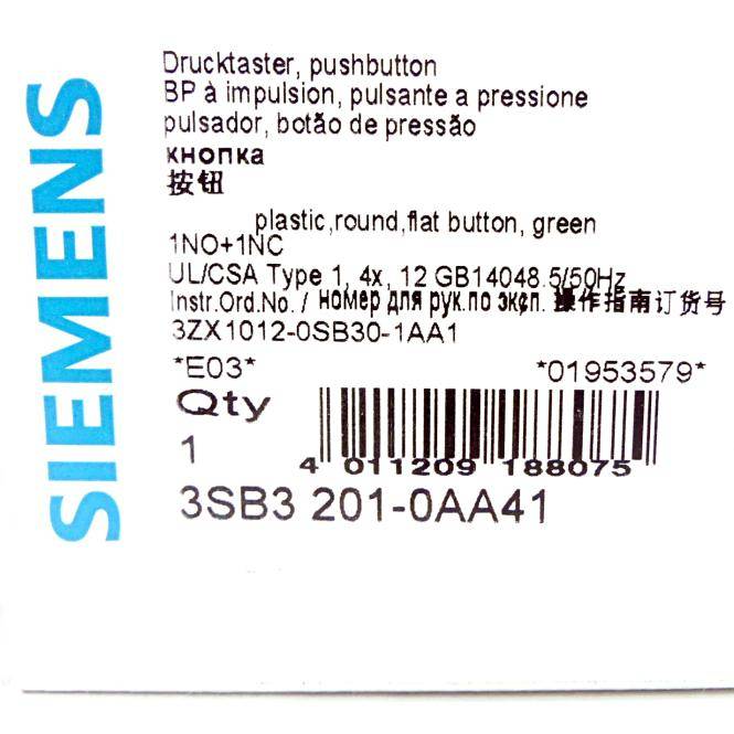 Siemens 2 Stück Drucktaster grün 3SB3201-0AA41 (3SB3201-0AA41)