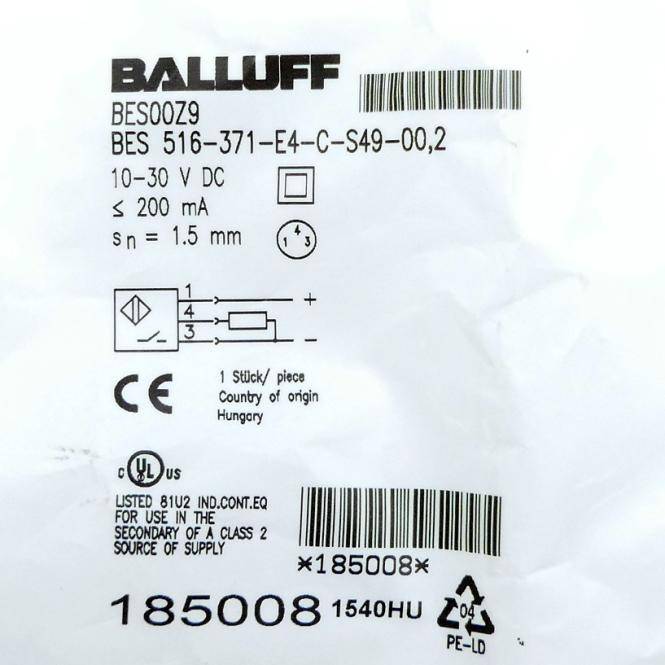 BALLUFF Induktiver Sensor BES00Z9 (BES 516-371-E4-C-S49-00,2)