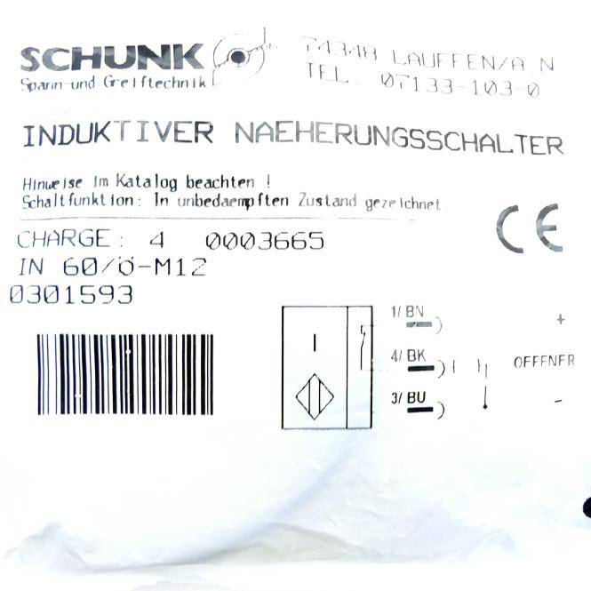 SCHUNK Induktiver Näherungsschalter IN 60/Ö-M12 (0301593 )