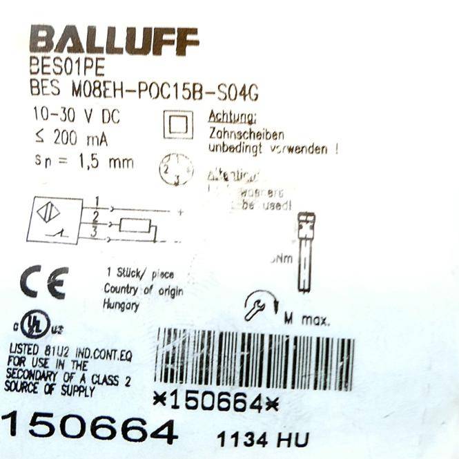 BALLUFF Induktiver Standardsensor BES01PE (BES M08EH-POC15B-S04G)