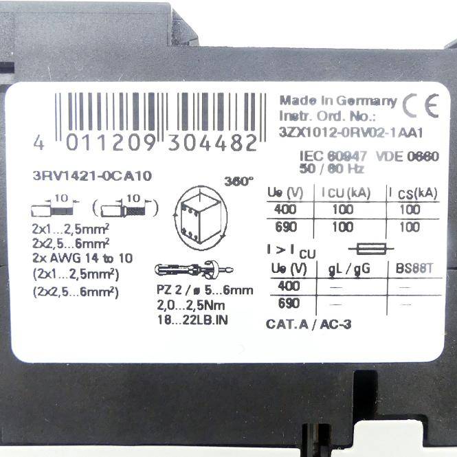 Siemens Leistungsschalter 3RV1421-0CA10 (3RV1421-0CA10)