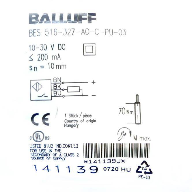 BALLUFF Induktiver Sensor BES01E1 (BES 516-327-AO-C-PU-03)
