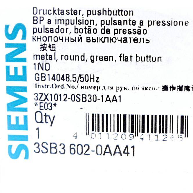 Siemens 2 Stück Drucktaster grün 3SB3602-0AA41 (3SB3602-0AA41)