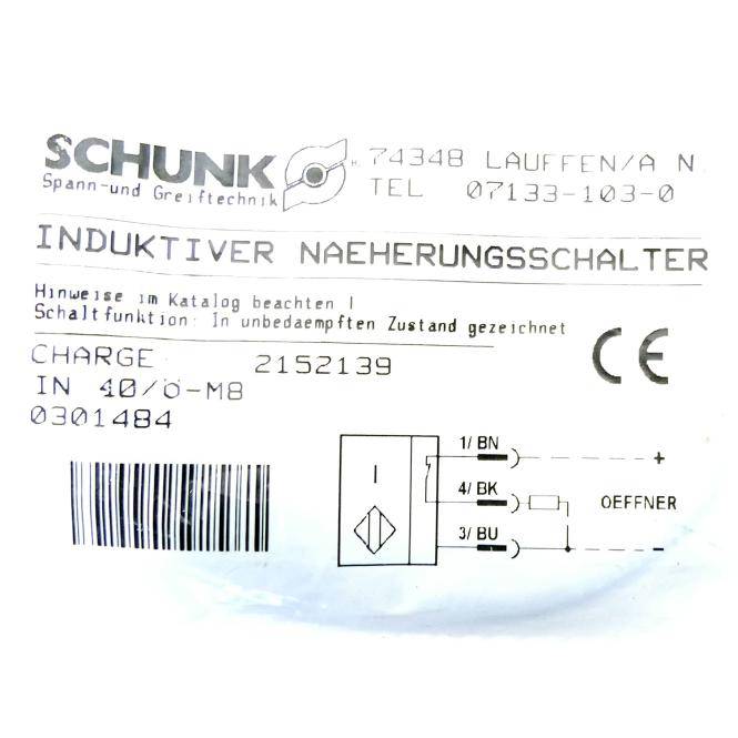 SCHUNK Induktiver Näherungsschalter IN 40/Ö-M8 (0301484)